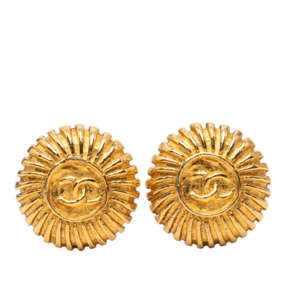 CHANEL Gold Logo Earrings